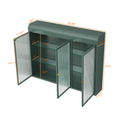 3 Door Arched Wall Mounted Glass Cabinets For Kitchen, Living Room And Bathroom Dark Green Dark Green Glass Metal