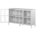 Heavy Duty Metal Modern Sideboard Buffet Cabinet With Storage Premium Steel Storage Cabinet ,Adjustable Feet,Glass Doors,Large Capacity Organizer Accent Chests 3 4 Spaces Antique White Primary Living Space Glass Doors Modern Metal Metal