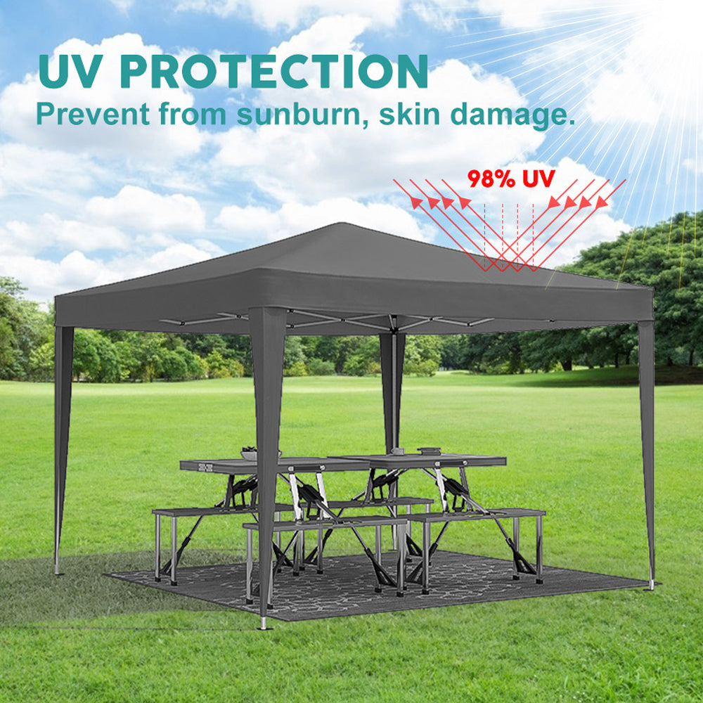 10'X10' Folding Canopy With 4 Removable Sidewalls Outdoor Event Shelter Upf 50 Gazebo Portable Tents For Parties Beach Camping Wedding Ez Pop Up Canopy 4Pcs Weight Bag Carry Bag Black Metal