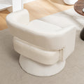 Swivel Barrel Chair, Velvet Accent Armchair 360 Degree Swivel Club Chair For Living Room Bedroom Reception Room White Foam Velvet