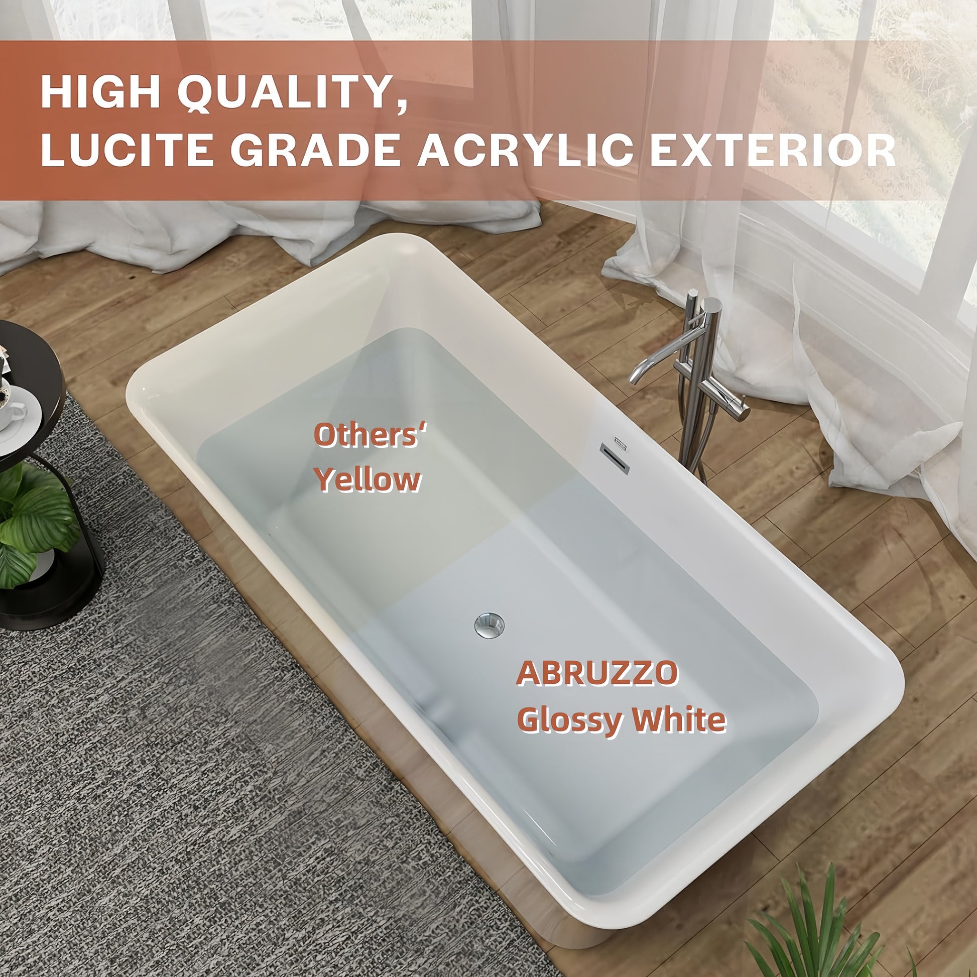 59" X 30" Acrylic Rectangular Freestanding Bathtub, Contemporary Soaking White Tub With Brushed Nickel Overflow And Pop Up Drain, Cupc Certified, Glossy White 23A01 60 Gloss White Rectangle Bathroom Freestanding Tubs Center Fiberglass Acrylic