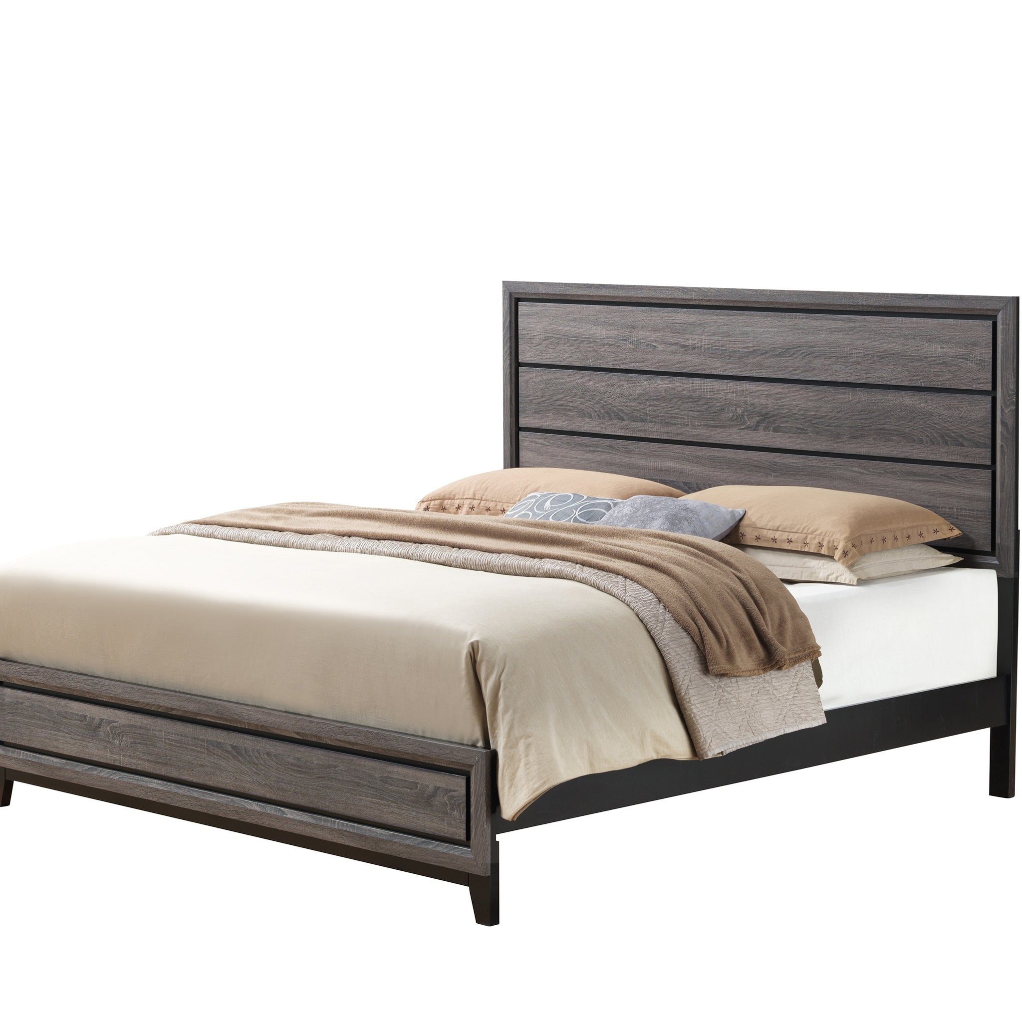 Mirage Grey Full Bed Black Gray Rubber Wood