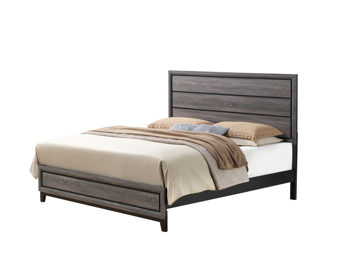 Mirage Grey Full Bed Black Gray Rubber Wood