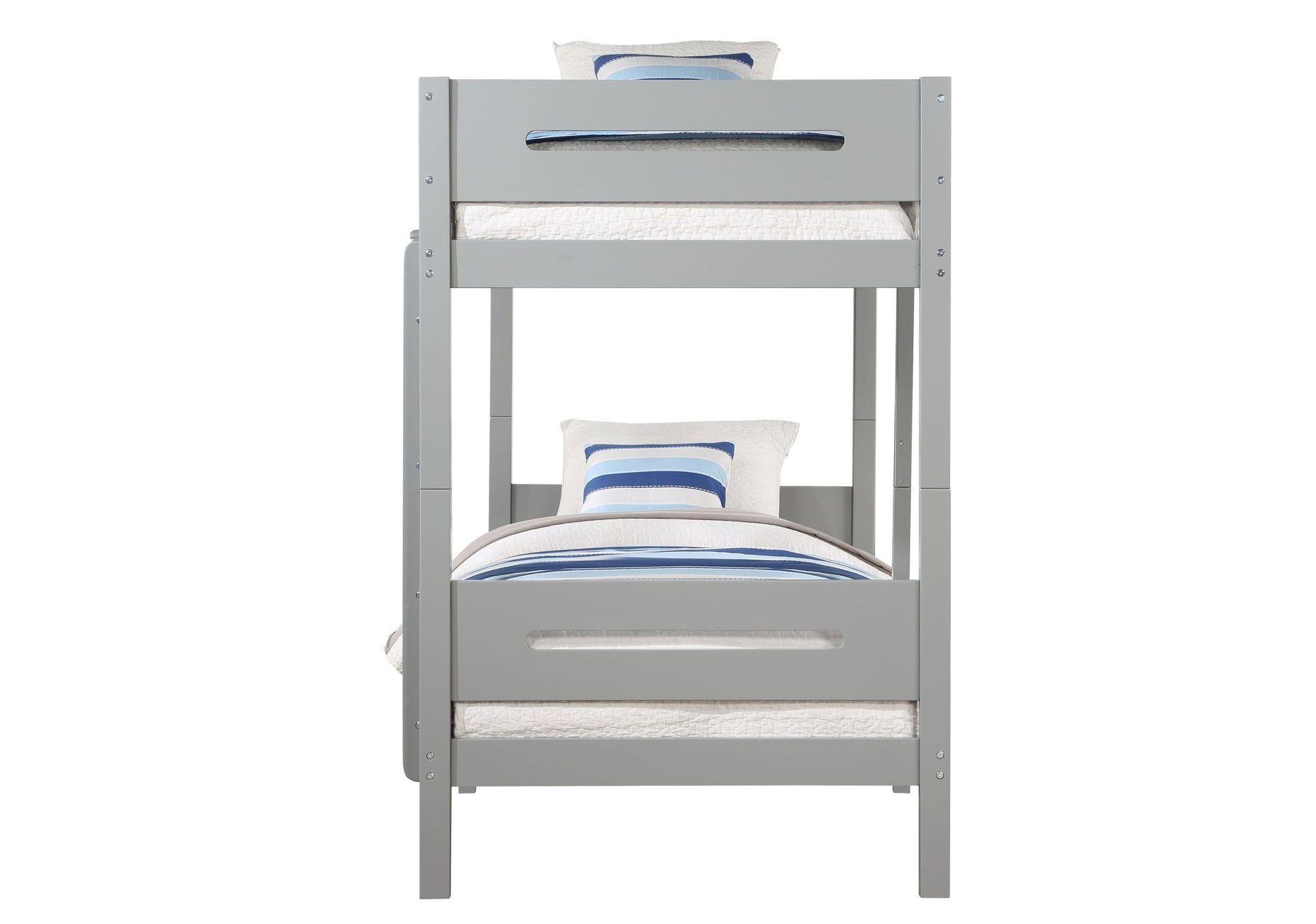 Edah Bunk Bed T T , Gray Finish Bd01913 Twin Gray Wood