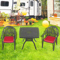Cushions In Random Colors 3 Piece Set Of Cast Aluminum Patio Furniture With Cushions Yes Dining Set Black Seats 2 Rust Resistant Frame Water Resistant Cushion Garden & Outdoor Complete Patio Sets Aluminium