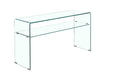 Glass Console Table, Transparent Tempered Glass Console Table With Rounded Edges Desks, Sofa Table Transparent Glass