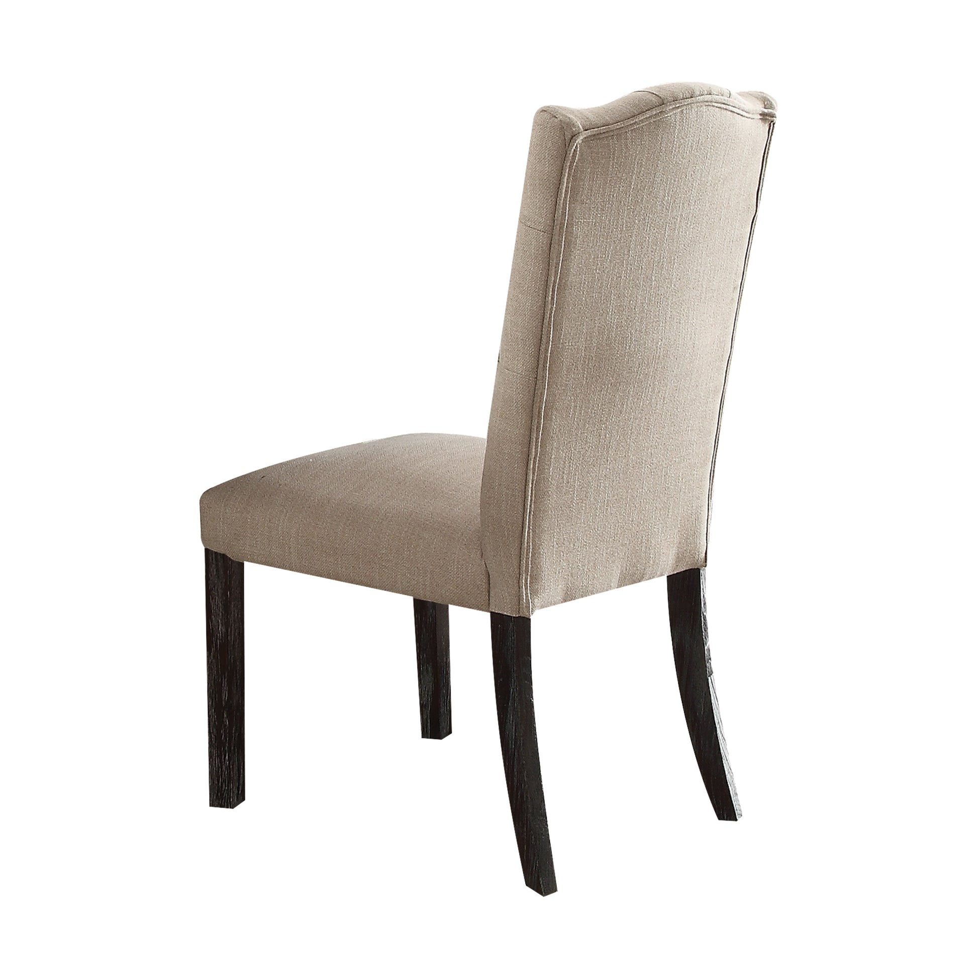 Gerardo Beige Linen & Weathered Espresso Dining Chair Set Of 2 Beige Linen
