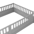 Full Size Floor Bed, Integral Construction With Super High Security Barrier, Door, Children'S Floor Bed Frame, Montessori Wooden Children'S Floor Bed, Grey Box Spring Required Full Grey Wood Brown Bedroom American Design,Artsy Pine Bed Frame Pine