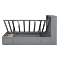 Wood Full Size Hydraulic Platform Bed With Storage Led Headboard, Charging Station And 2 Drawers, Gray Box Spring Not Required Full Gray Wood Bedroom Bed Frame Solid Wood Mdf