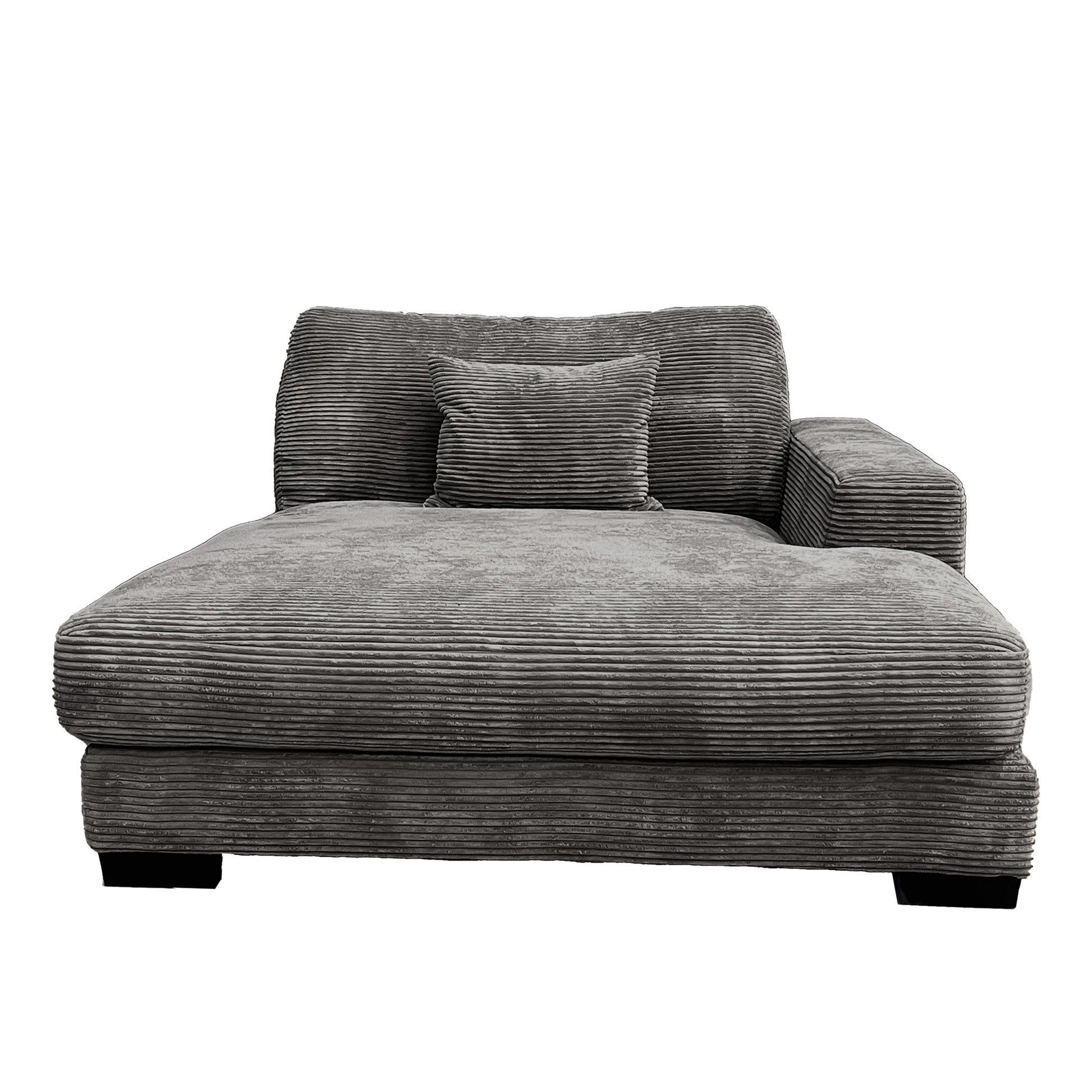 Bella Grey Corduroy Right Facing 2 Piece Sectional Grey Wood Corduroy 3 Seat