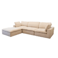 Living Room Modular Corner Wedge Sofa, 1 Pc Fabric Upholstered Corner Sofa Couch With Soft Cushions, Beige Beige Linen Wood Primary Living Space Soft Cushion Back Contemporary,Modern Engineered