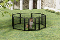 Dog Playpen Outdoor, 8 Panel Dog Fence 31.'' Pet Pen For Small Dogs Pet Exercise Pen For Puppy Rabbit Small Animals Portable Playpen For Rv Camping Garden Yard, Indoor. Black, 26.3'' W X 31.5'' H. Black Iron