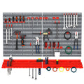 Durhand 54 Piece Pegboard And Shelf Tool Organizer Wall Mounted Diy Garage Storage With 50 Hooks Grey Plastic