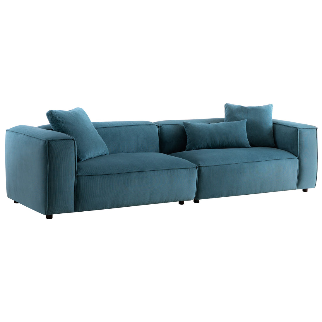 Conner Blue Corduroy Sofa 110" Blue,Dusty Blue Wood Primary Living Space Mid Century Modern Foam Corduroy 4 Seat