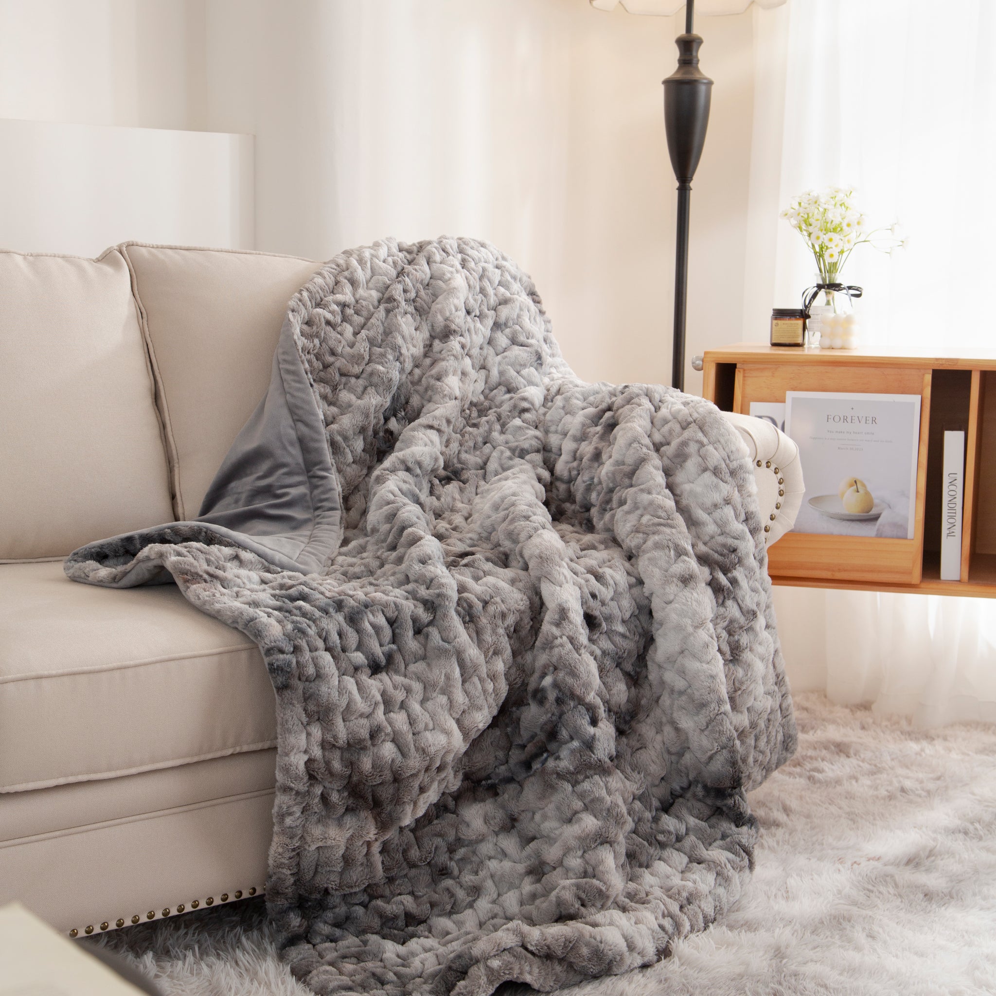 50X60" Faux Fur Throw Multicolor Faux Fur