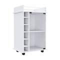 Dukat Bar Cart,Two Shelves, Six Built In Wine Rack, Four Casters White White Dining Room Modern Particle Board Particle Board