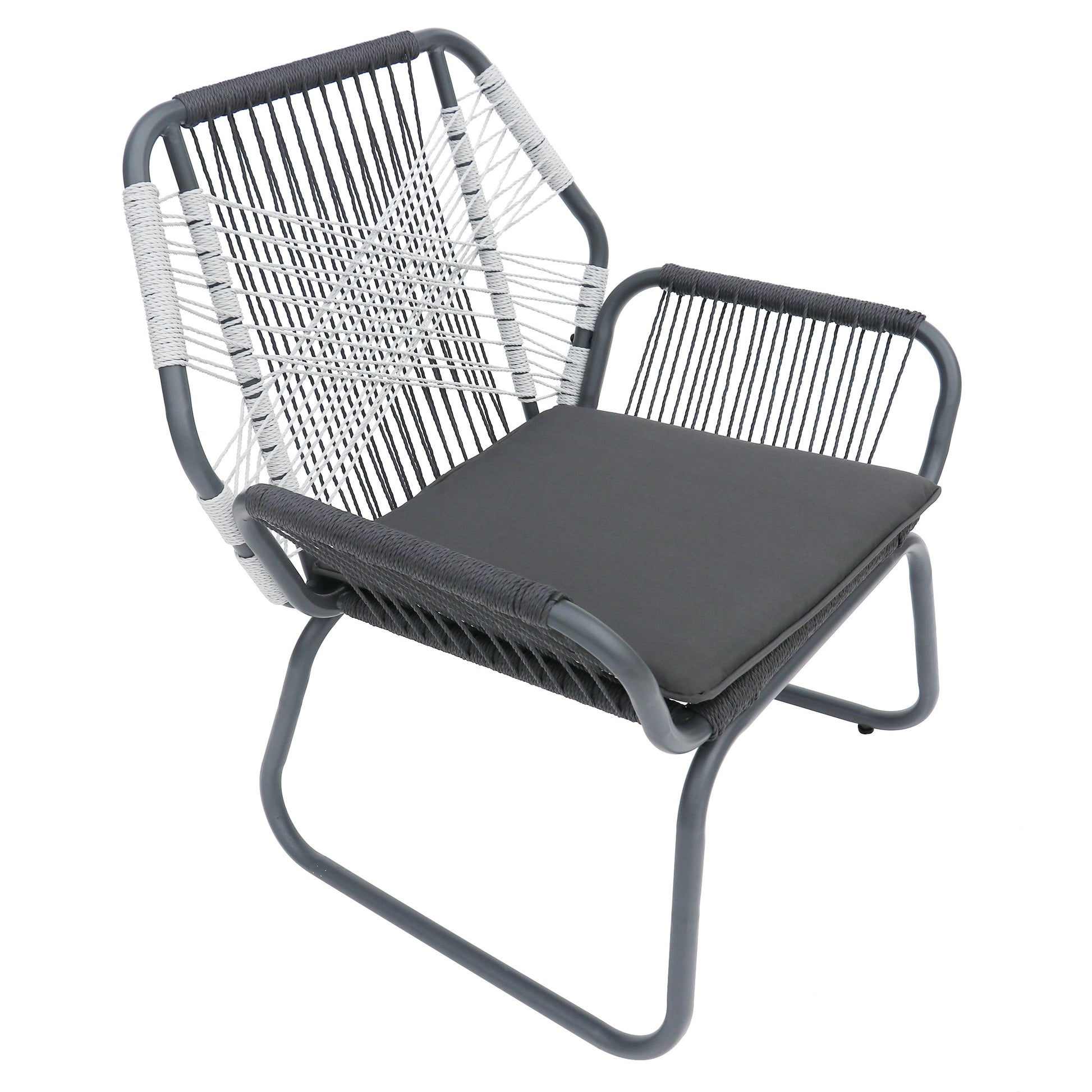 Idaho 3Pc Chat Set Gray Woven Rope