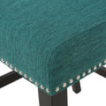 Vienna Contemporary Fabric Tufted Wingback 27 Inch Counter Stools, Set Of 2, Teal And Dark Brown Teal Fabric