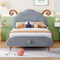 Twin Size Upholstered Platform Bed With Sheep Shaped Headboard, Gray Twin Gray Plywood