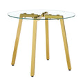 Modern Luxurious Round Tempered Glass Dining Table With Gold 7 Shaped Metal Legs,Suitable For Family Meals, Office Conferences, Or As A Casual Coffee Table For Various Occasions.36*36*29.5 Gold