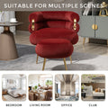 Coolmore Upholstered Velvet Barrel Accent Chair With Ottoman,Accent Comfy Lounge Arm Chair And Footrest Stool Set,Single Sofa Armchair With Lounge Seat For Bedroom,Office Wine Red Wine Red Foam Velvet