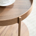 2 Piece Modern 2 Tier Round Coffee Table Set For Living Room,Easy Assembly Nesting Coffee Tables, End Side Tables For Bedroom Office Balcony Yard,Walnut Mdf Walnut Mdf Metal