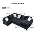 113 Inches U Shape Sleeper Sofa Bed With Luxury Fabric, Storage Sectional Sofa For Living Room, Dark Gray Dark Gray Chenille Wood Primary Living Space Medium Soft Pillow Back Modern U Shaped Square Arms Foam Fabric 7 Seat