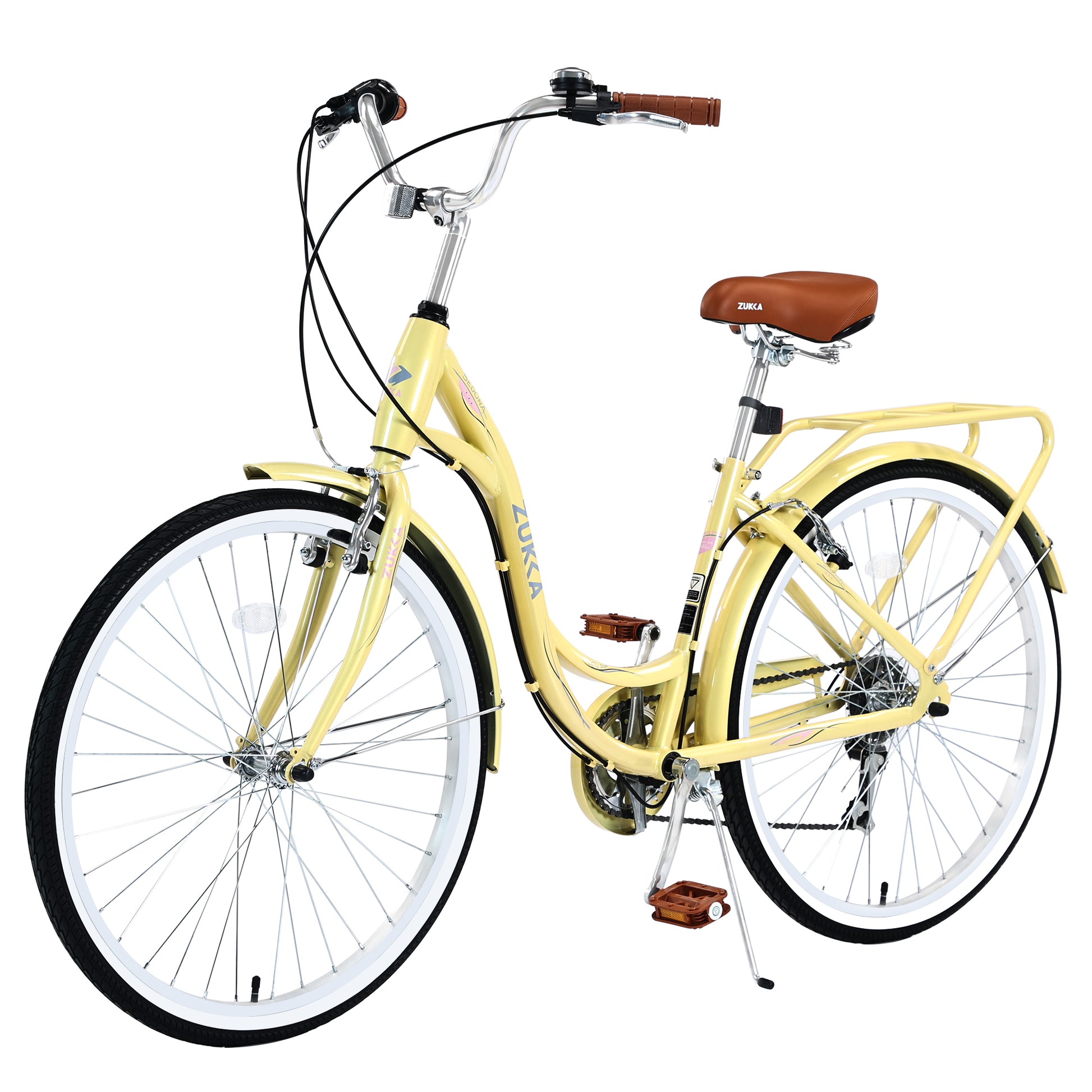 7 Speed, Steel Frame, Multiple Colors 24 Inch Ladies Bicycle Cycling Yellow Garden & Outdoor Steel