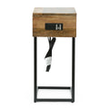 C Table Natural Black Wood Metal