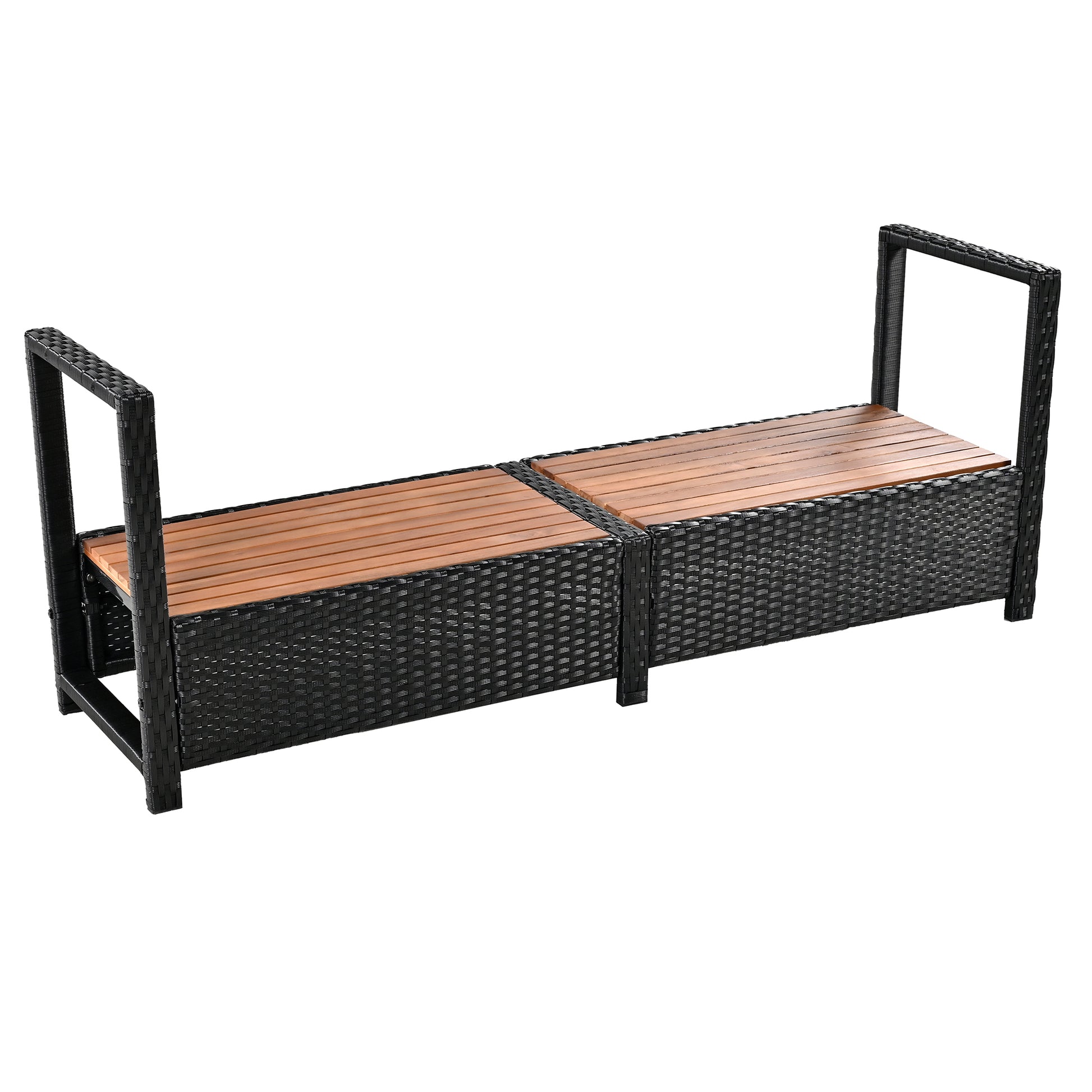 Spa Surround Spa Frame Quadrilateral Outdoor Rattan Sectional Sofa Set With Mini Sofa,Wooden Seats And Storage Spaces, Beige Yes Beige Water Resistant Frame Water Resistant Cushion Garden & Outdoor Sectional Seating Groups Foam Rattan Waterproof Fabric