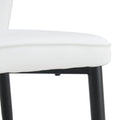 4 Modern Dining Chairs With Stylish Pu Patterned Backrest And Black Metal Legs For A Comfortable Home Experience In The Kitchen, Bedroom And Office. White Pu