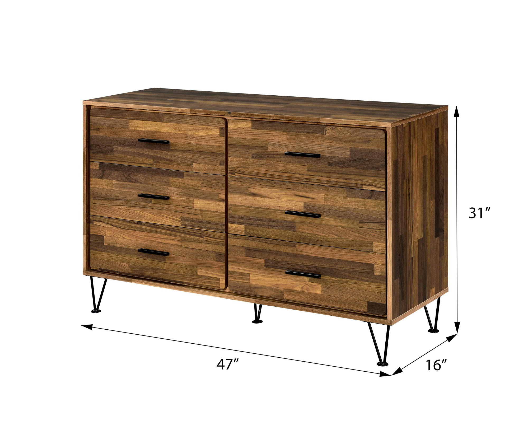 Walnut 6 Drawer Dresser Walnut Bedroom Contemporary Particle Board