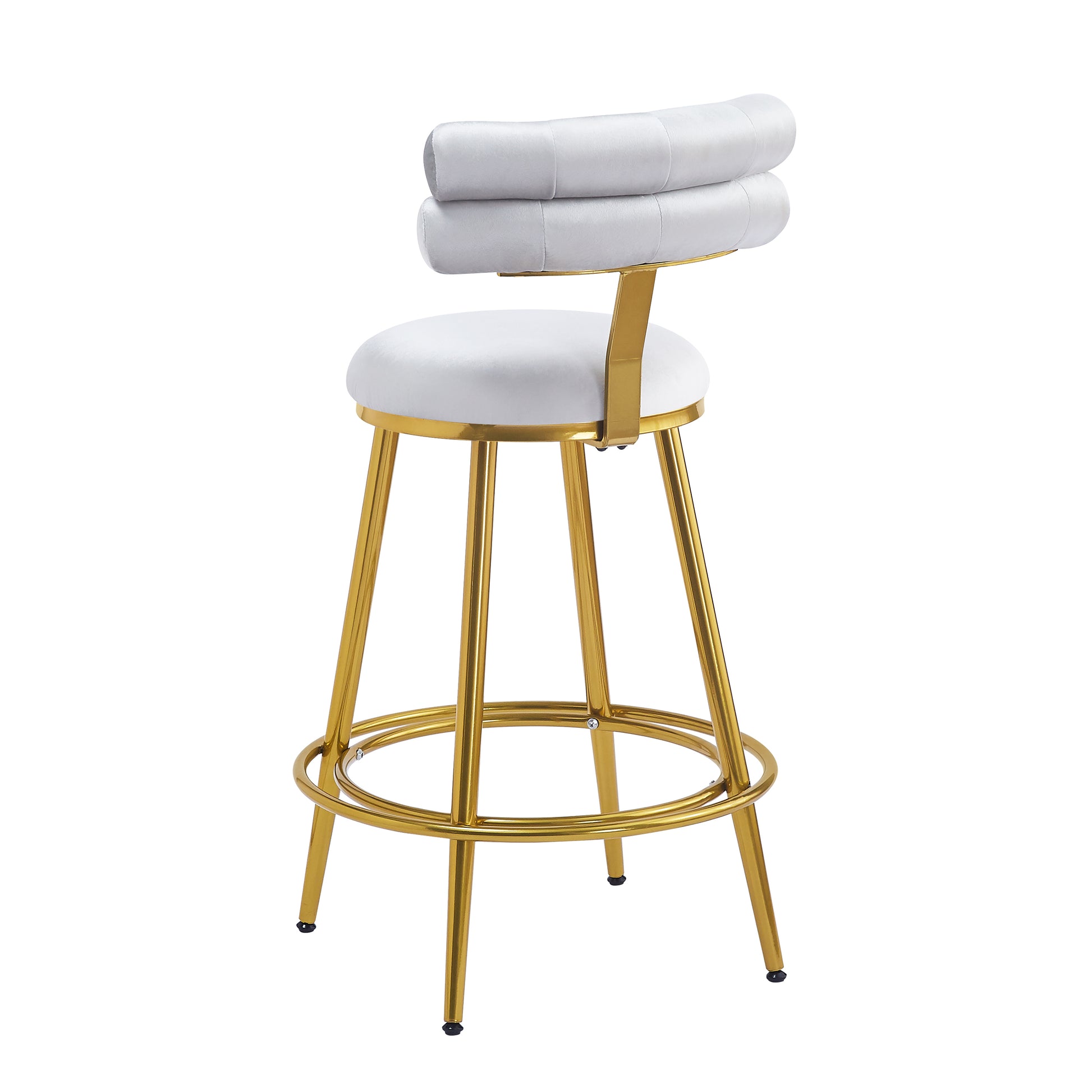 27.65'' Modern Counter Stools Set Of 2,Light Gray Velvet Counter Stools With Iron Frame,Soft Back And Cushion,Footrest,Suitable For Kitchen Bedroom Dining Room Iron Light Gray Kitchen Sponge Modern