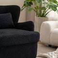 Modern Luxury Velvet Swivel Chair, 360 Swivel Comfort Round Armchair, Single Sofa Chair With Lounge Seat For Bedroom Office Reading Space, Set Of 1 ,Black Black Wood