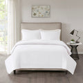3 Piece Reversible Quilt Set White Full Queen White Polyester