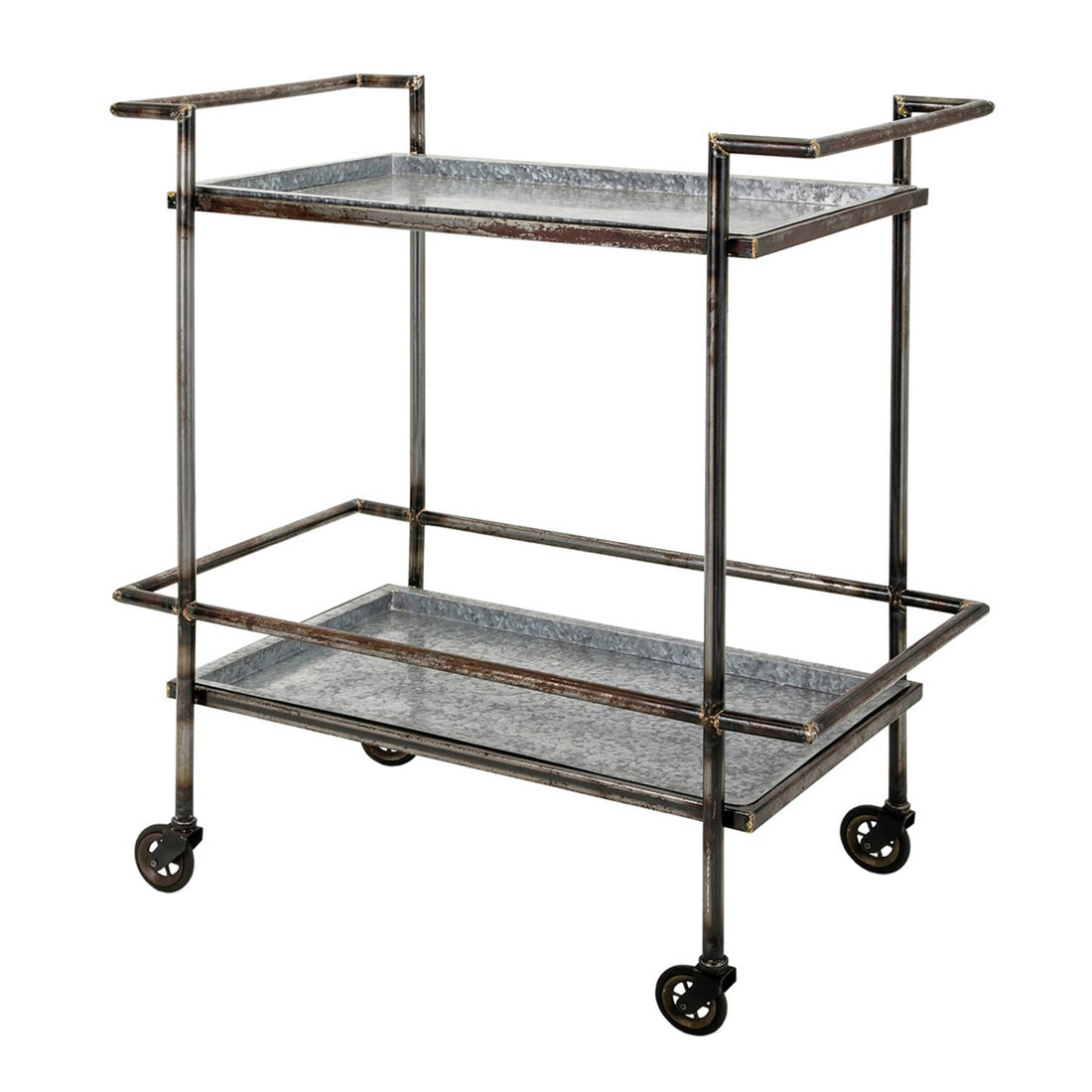 30.7X17.1X34.6" Percy Galvanized Metal Bar Cart In Gray & Black Gray Iron