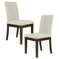 Upholstered Channel Back Dining Chair Set Of 2 Light Taupe See Below Beige Wood