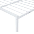 Full Size Metal Platform Bed With Twin Size Trundle,House Shaped Headboard Design, White Full White Metal
