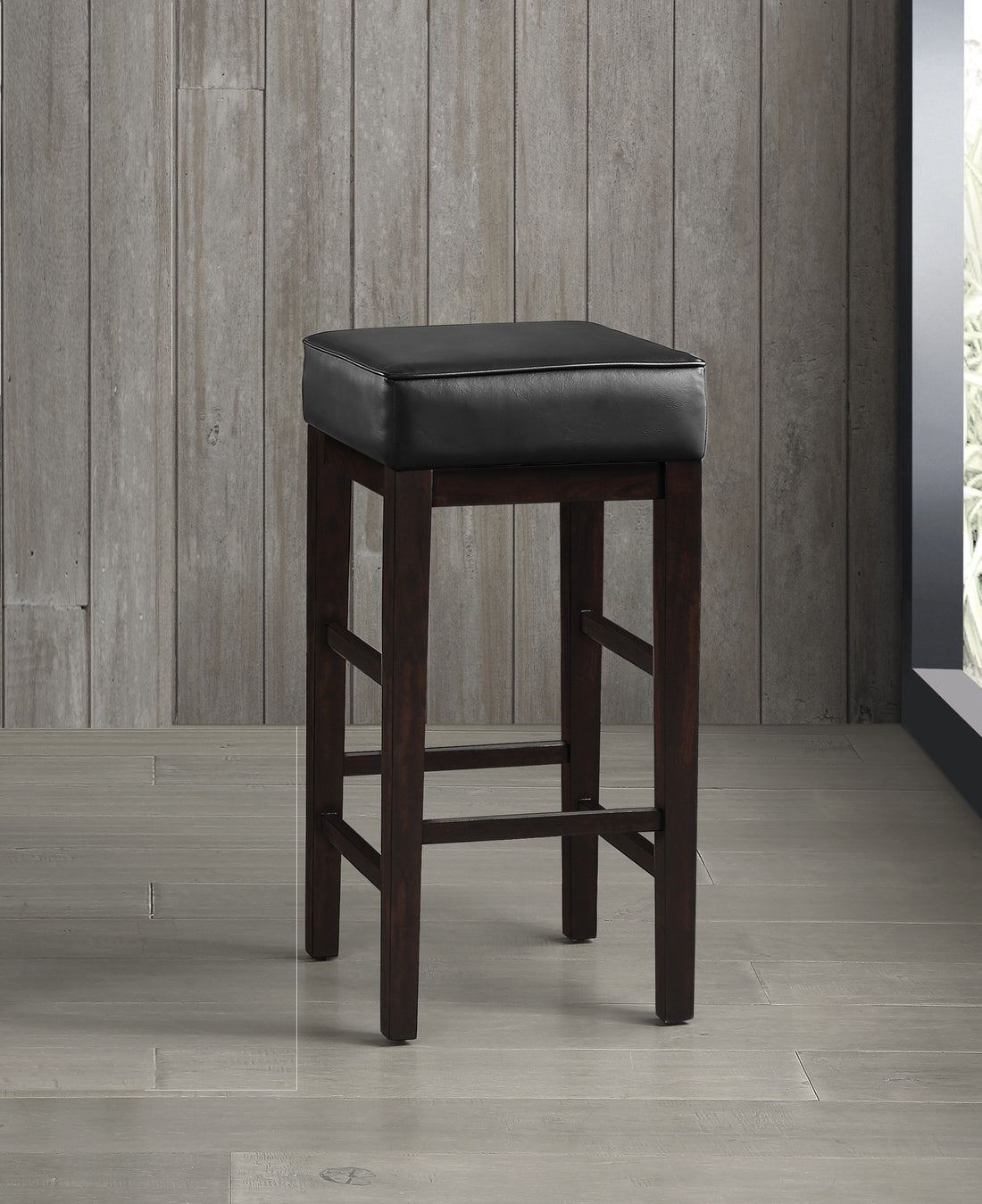 Transitional Black Faux Leather Seat 29 Inch Pub Height Stools Set Of 2, Espresso Finish Solid Wood Frame Black,Espresso Espresso Dining Room Transitional Solid Wood