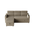 85 Inches Corduroy Sofa Bed, 3 Seater Sleeper Sofa With Storage Chaise, Square Handrail With Two Cup Holder And Usb Charge Port, Pull Out Couch For Living Room Brown Corduroy 3 Seat