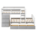 Twin Over Twin Loft Bunk Bed With Drawers And Ladder, Gray Twin Gray Pine