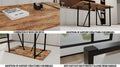 Mdf Dark Wood Dining Table And Modern Dining Chair 4 Piece Set, Medieval Wooden Kitchen Dining Table Set, Rectangular Metal Base, Dining Table And Suede Chair Brown Grey Mdf