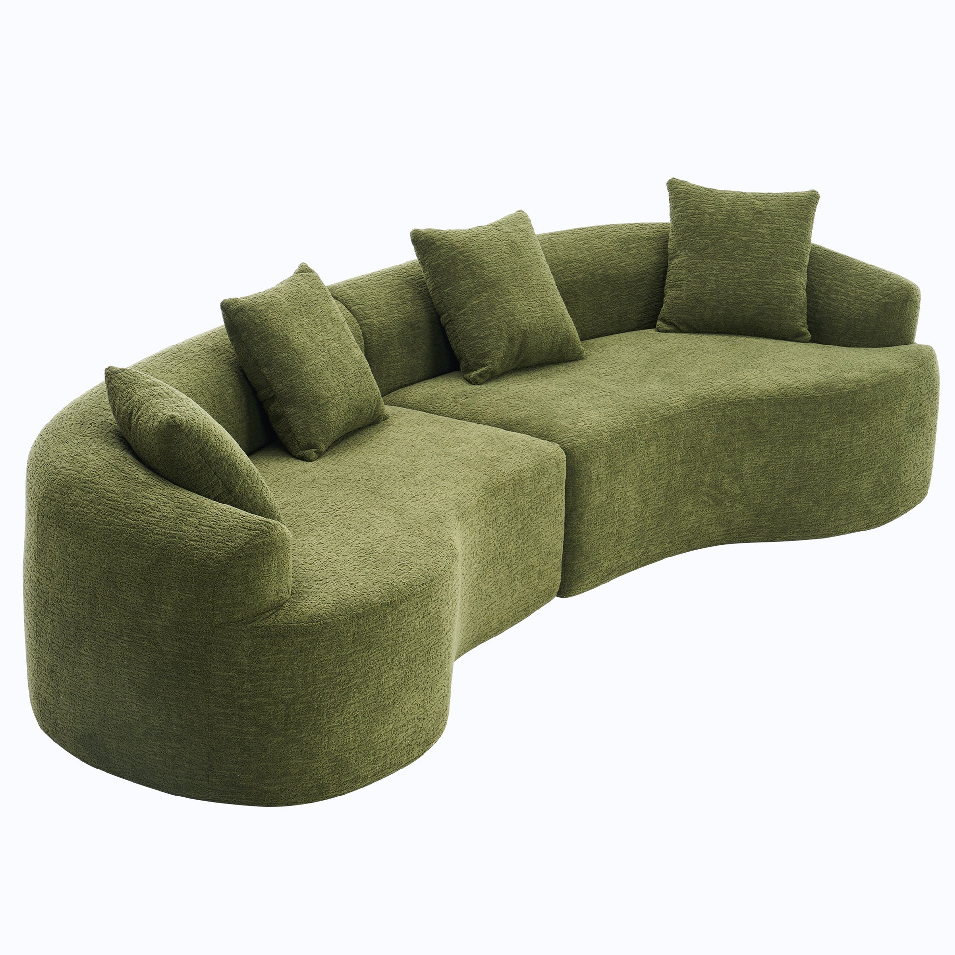 4 Seater Green Sofa With Chenille Fabric, 30D ,60 Hardness Full Sponge,4 Pillow For Living Room, Home Furniture Sleeper Sectional Sofa For Apartment Green Chenille Primary Living Space Medium Firm