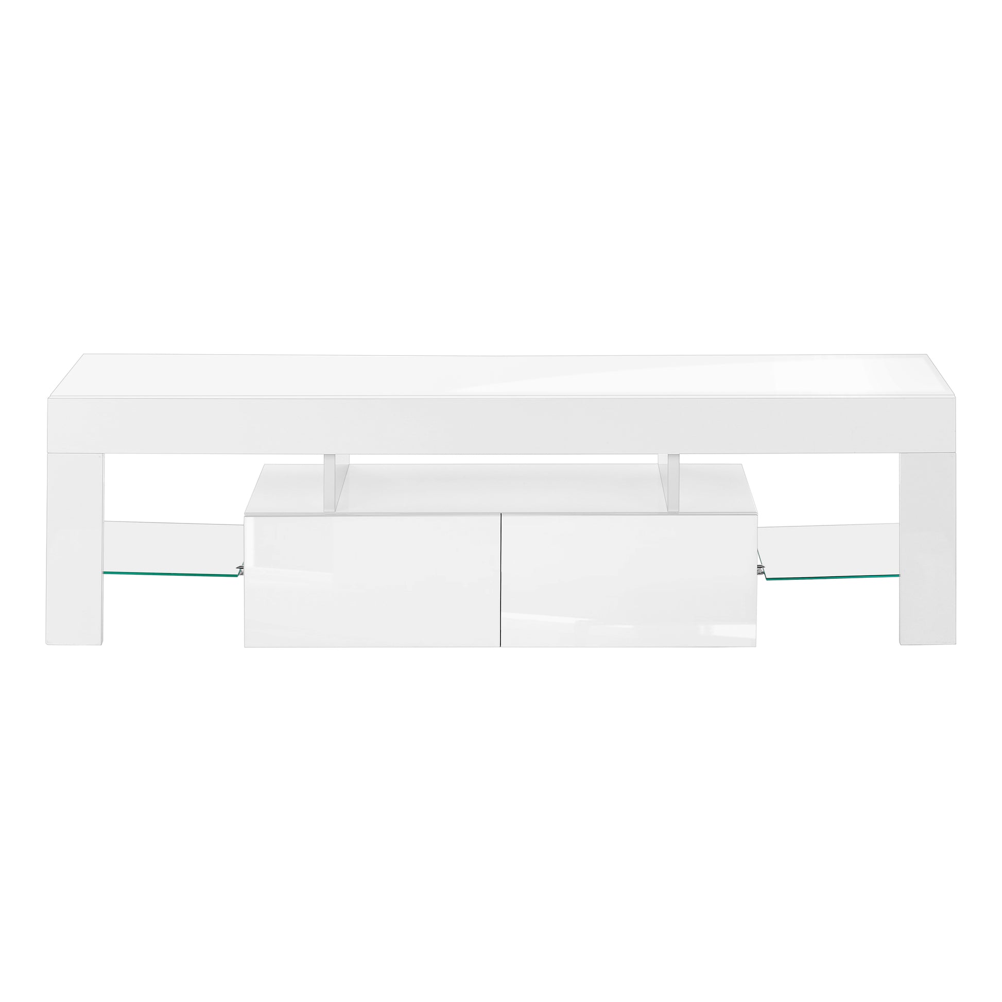 Tv Stand, 63 Inch, Console, Media Entertainment Center, Storage Cabinet, Living Room, Bedroom, Glossy White Laminate, Contemporary, Modern White 80 89 Inches Mdf