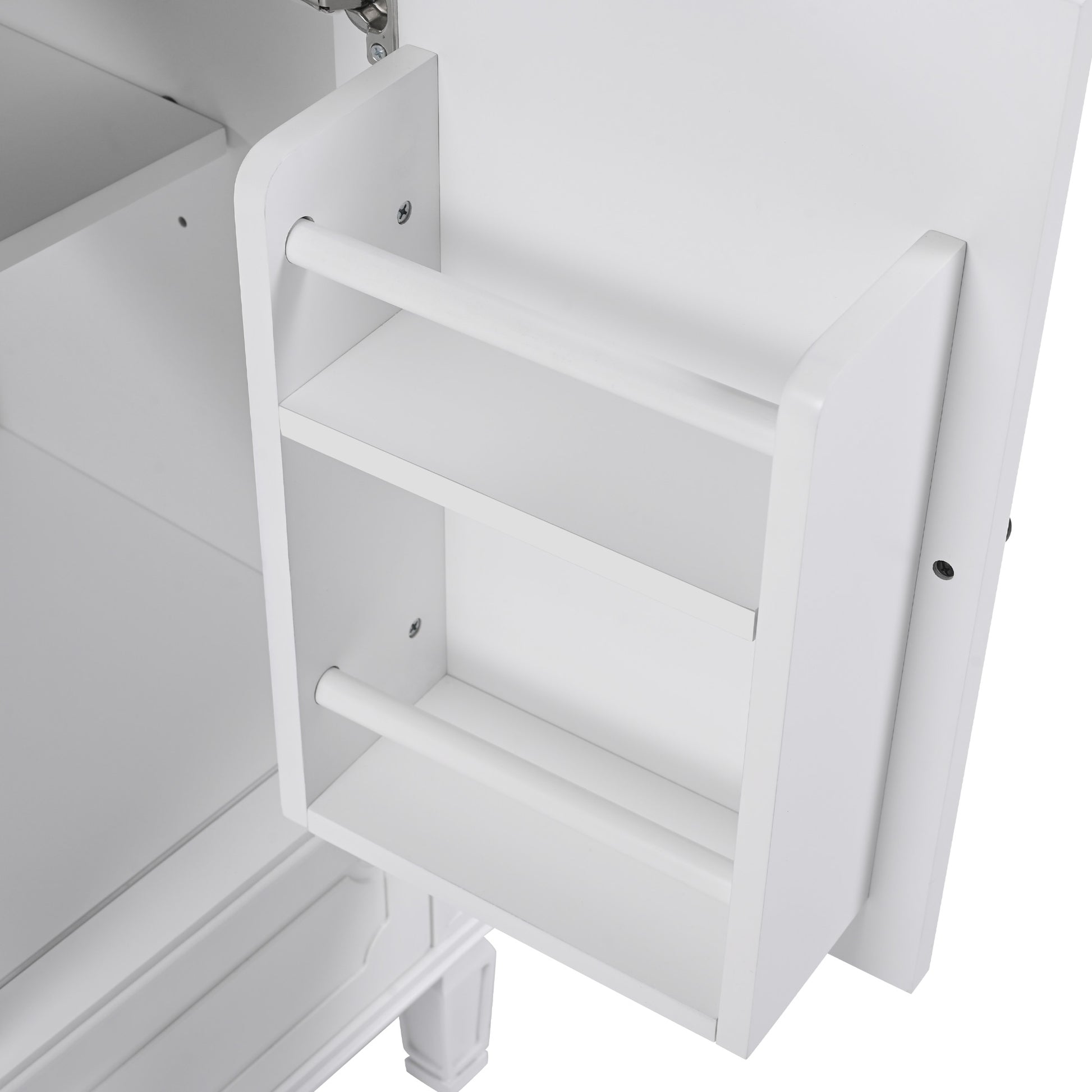 30" Bathroom Vanity With Sink Vintage Style, Multi Functional Storage Space, Door Shelf, Soft Closing Door, White White Acacia Wood,Ceramic Mdf