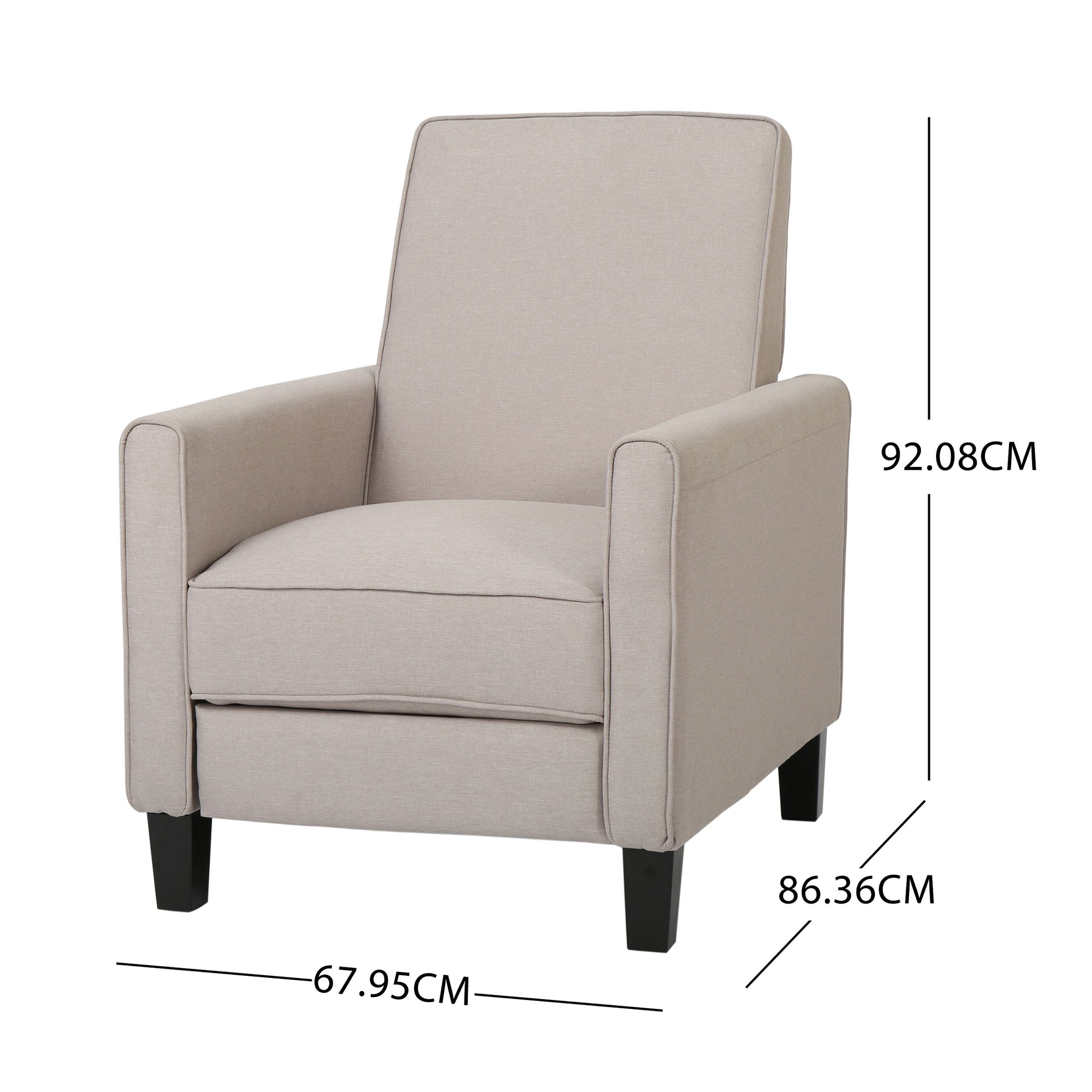 Recliner Push Back Chair For Elegant Home D Cor Beige Beige Polyester