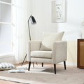 Barrel Chair, Chenille Accent Chair, Fabric Armchair Club Chair,Upholstered Arm Chair With Solid Wood Legs,Waist Pillow,Padded Single Chair For Living Room Bedroom Study Waiting Room,Beige Beige Light Brown Primary Living Space Modern Rubberwood Foam