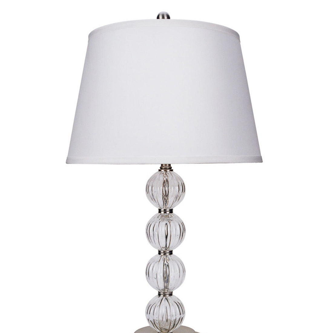 28.5" Tall Metal Table Lamp With Satin Nickel Finish And Orb Design, Linen Shade Brushed Nickel Metal