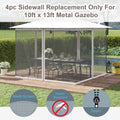 Outsunny 10' X 13' Replacement Mesh Sidewall Netting For Patio Gazebos And Canopy Tents With Zippers Sidewall Only , White White Black Polyester