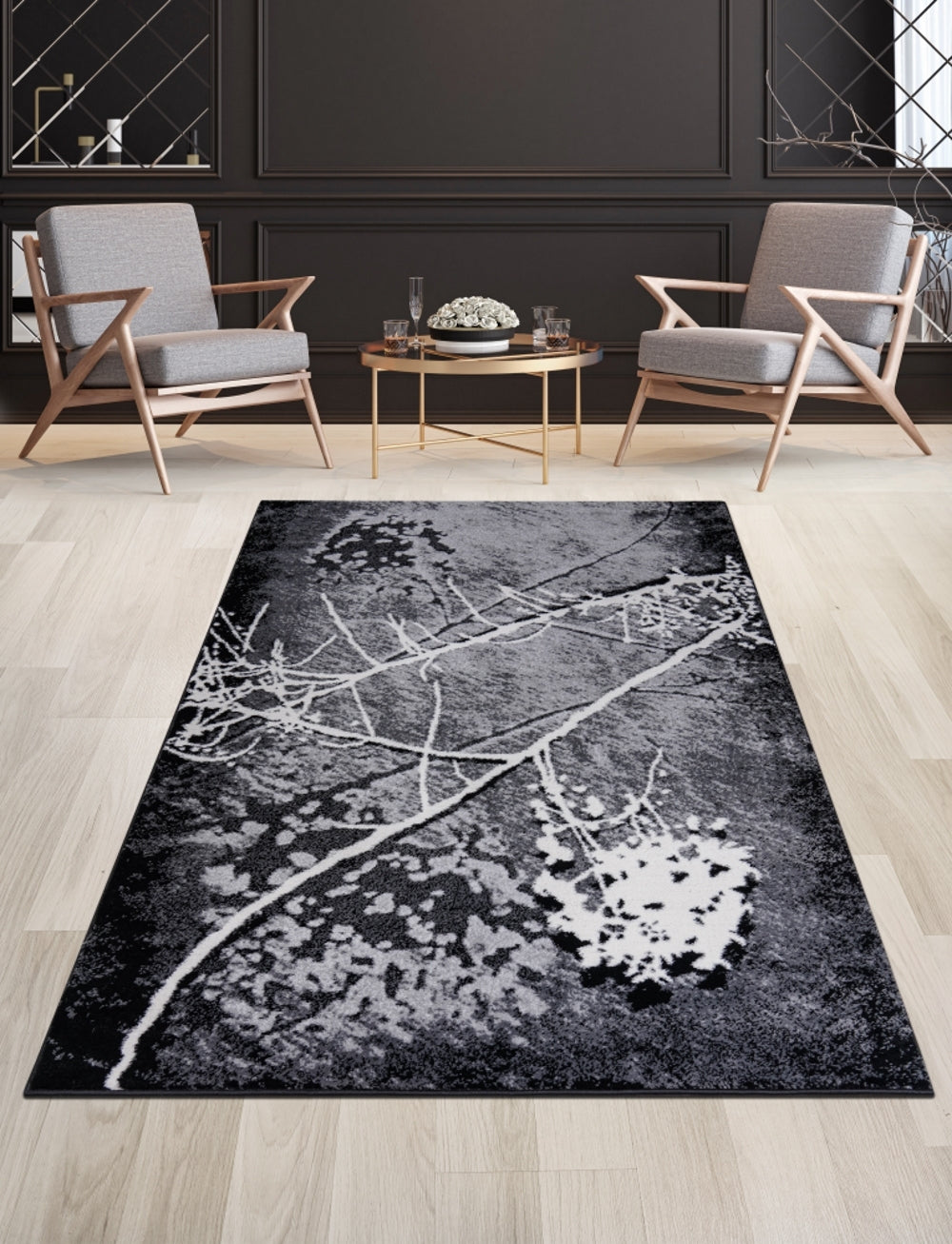 Jersey Area Rugs, Carpets For Livingroom, 5X7 Area Rugs ,2032 Black Grey Rectangle 5&7 Black Gray Contemporary Abstract Polypropylene